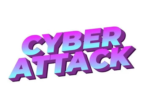 Cyber attack. Text effect in 3D and bold fonts for digital ads イラスト素材