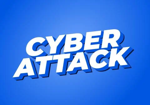 Cyber attack. Text effect in 3D and bold fonts for digital ads Illustrazione stock