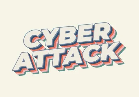 Cyber attack. Text effect in 3D and bold fonts for digital ads イラスト素材