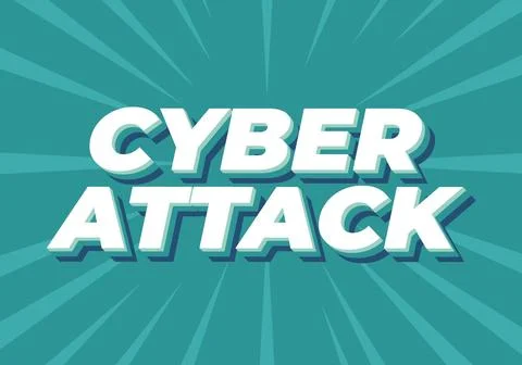 Cyber attack. Text effect in 3D and bold fonts for digital ads イラスト素材