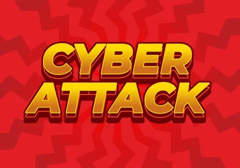 Cyber attack. Text effect in 3D and bold fonts for digital ads Stock Illustration
