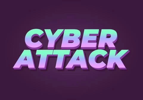 Cyber attack. Text effect in 3D and bold fonts for digital ads イラスト素材