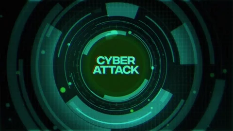 Cyber Attack  Text on Futuristic Cyberspace Background Stock Footage 343038269