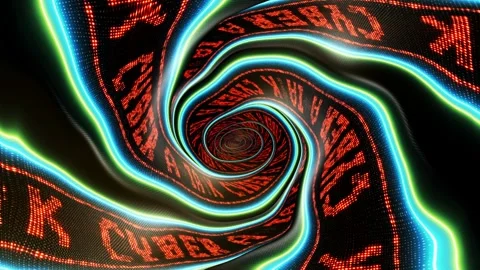 Cyber Attack Text on the Led Walls Animation, Tunnel Background, Loop 库存影片 277884783