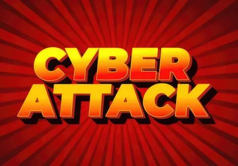 Cyber attack text with red background and rays effect Stock Illustration