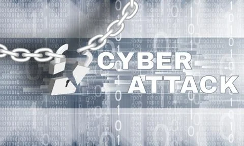 Cyber attack theme with brocken lock Illustrazione stock