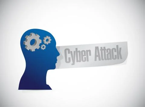 Cyber attack thinking sign concept Illustrazione stock