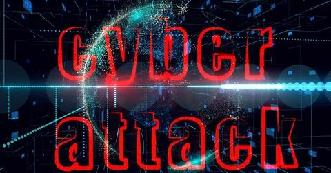 Cyber attack title, Sign With Text Animation. Digital blue futuristic background Stock Illustration