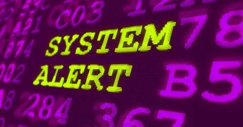 Cyber attack ultra violet warnings  system alert Stock Illustration