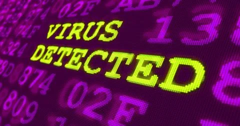 Cyber attack ultra violet warnings - virus detected Stock Illustration