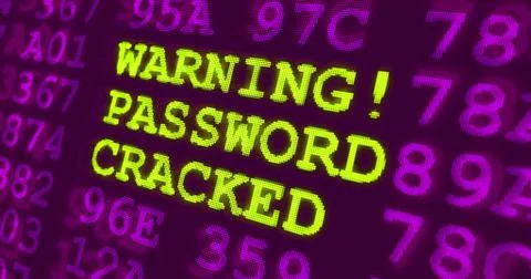 Cyber attack ultra violet warnings - warning password cracked Stock Illustration