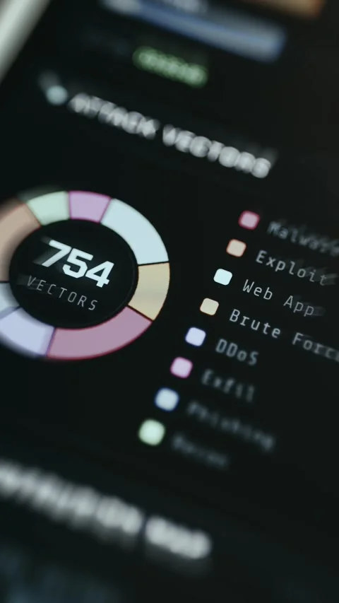 Cyber Attack Vector Analysis - Data Display Macro Stock Footage 336946676