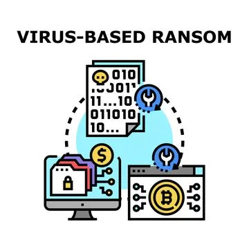 Cyber attack virus encrypting data demanding ransom payment Stock Illustration