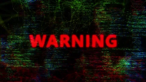 Cyber attack Warning error security breach warning alert glitch message Virus Stock Footage 313862816