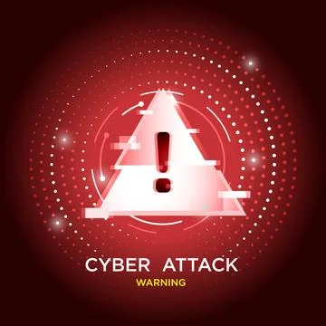 Cyber Attack Warning with a glowing triangular alert symbol Stock Illustration