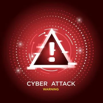 Cyber Attack Warning with a glowing triangular alert symbol Stock Illustration