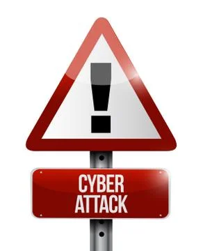 Cyber attack warning sign concept Illustrazione stock