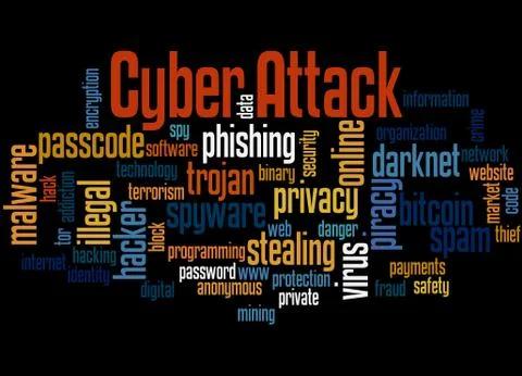 Cyber attack word cloud concept Illustrazione stock