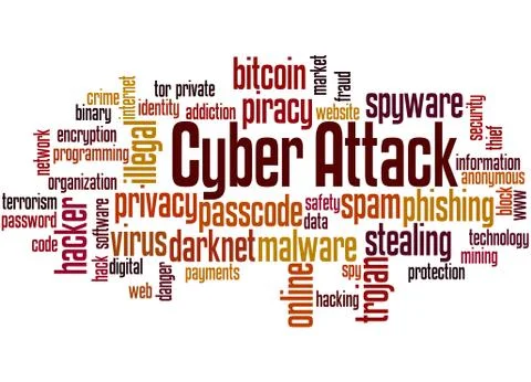 Cyber attack word cloud concept Illustrazione stock