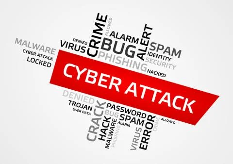 CYBER ATTACK word cloud, tag cloud, vector graphics - security concept Stock Illustration