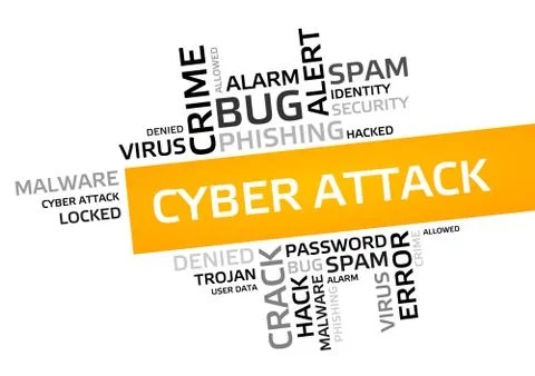 CYBER ATTACK word cloud, tag cloud, vector graphic - security concept Illustrazione stock