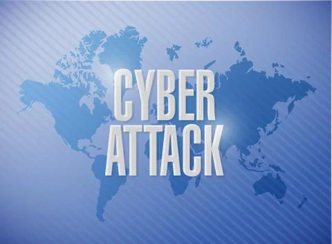 Cyber attack world map sign concept イラスト素材