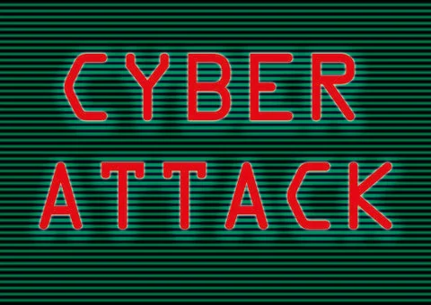 Cyber attackred on computer screen with warning against cyber crime Stock Illustration