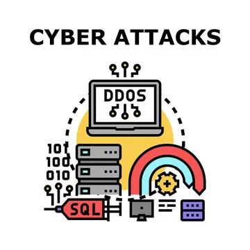 Cyber attacks and data protection concept illustration イラスト素材