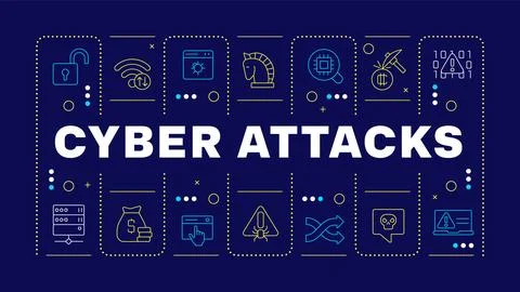 Cyber attacks blue word concept Stock Illustration
