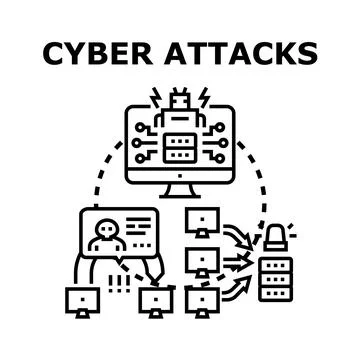 Cyber attacks concept illustrating internet security threats Stockillustratie