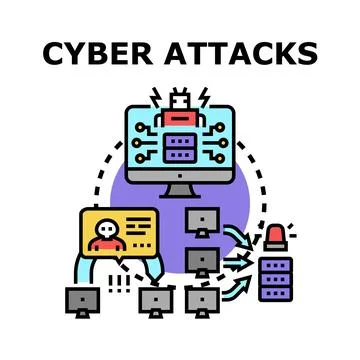 Cyber attacks concept illustrating internet security threats Stock Illustration
