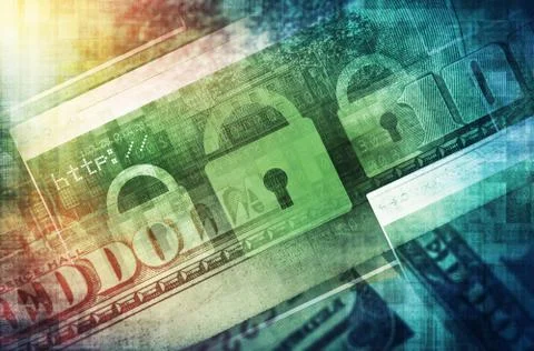 Cyber Attacks Concept Illustration. Online Financial Security. 스톡 일러스트