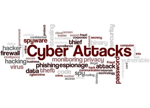 Cyber Attacks, word cloud concept Illustrazione stock