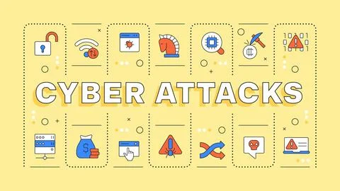 Cyber attacks yellow word concept 库存插图