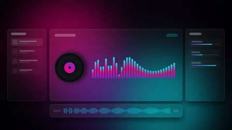 Cyber audio waveform deck Stock Footage 345227525