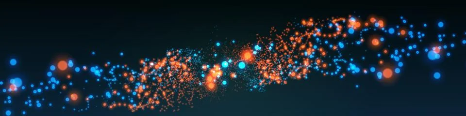 Cyber Big Data Flow Particles Bokeh. Digital Neural Network. Concept of AI .. Stock Illustration