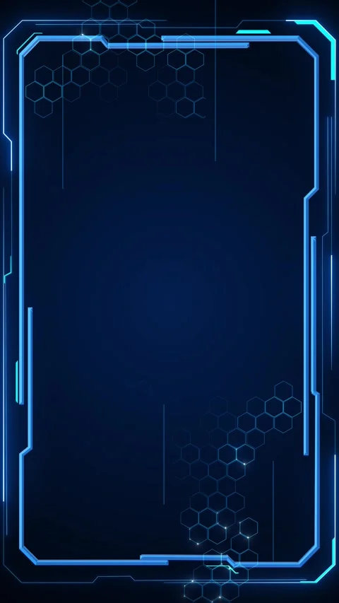 Cyber blue hexagon interface frame borders, digital panel lines, dark copy space Stock Footage 340413830