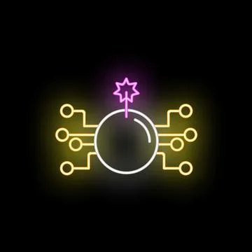 Cyber bomb logic attack threat in neon light イラスト素材