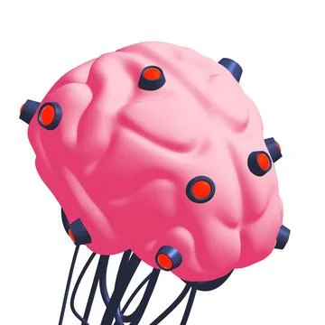 Cyber brain wired neural network. Robotic eternal organ. Cyborg brain 스톡 일러스트