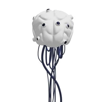 Cyber brain wired neural network. Robotic eternal organ. Cyborg brain イラスト素材