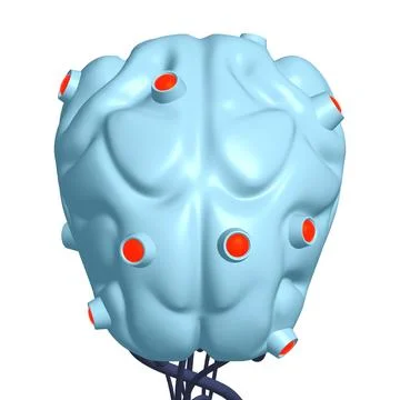 Cyber brain wired neural network. Robotic eternal organ. Cyborg brain Illustrazione stock