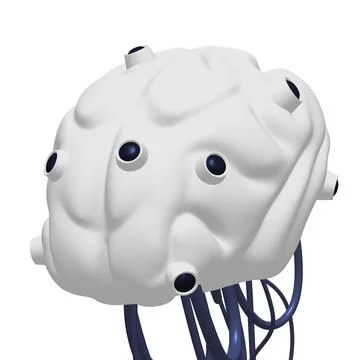 Cyber brain wired neural network. Robotic eternal organ. Cyborg brain 스톡 일러스트