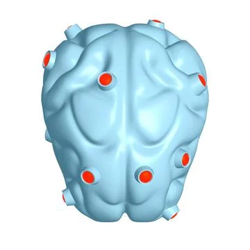 Cyber brain wired neural network. Robotic eternal organ. Cyborg brain Illustrazione stock