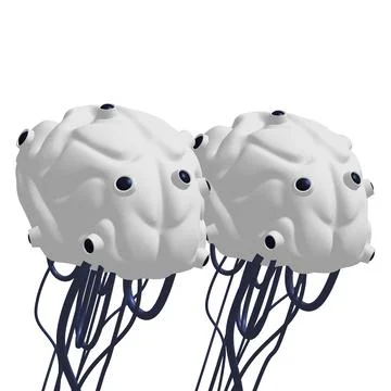 Cyber brain wired neural network. Robotic eternal organ. Cyborg brain Illustrazione stock