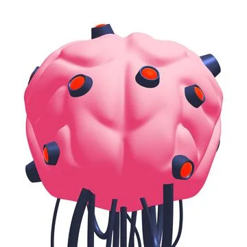 Cyber brain wired neural network. Robotic eternal organ. Cyborg brain Illustrazione stock