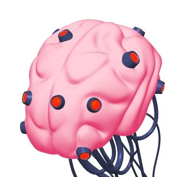 Cyber brain wired neural network. Robotic eternal organ. Cyborg brain Stock Illustration