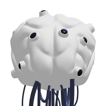 Cyber brain wired neural network. Robotic eternal organ. Cyborg brain Stock Illustration