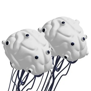 Cyber brain wired neural network. Robotic eternal organ. Cyborg brain イラスト素材