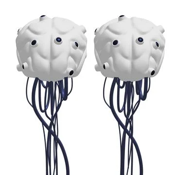 Cyber brain wired neural network. Robotic eternal organ. Cyborg brain Stockillustratie