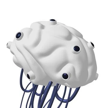 Cyber brain wired neural network. Robotic eternal organ. Cyborg brain Illustrazione stock